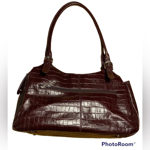 Crocodile Embossed leather: MAXX NY Shoulder Bag-Dark Brown - Picture 4 of 10